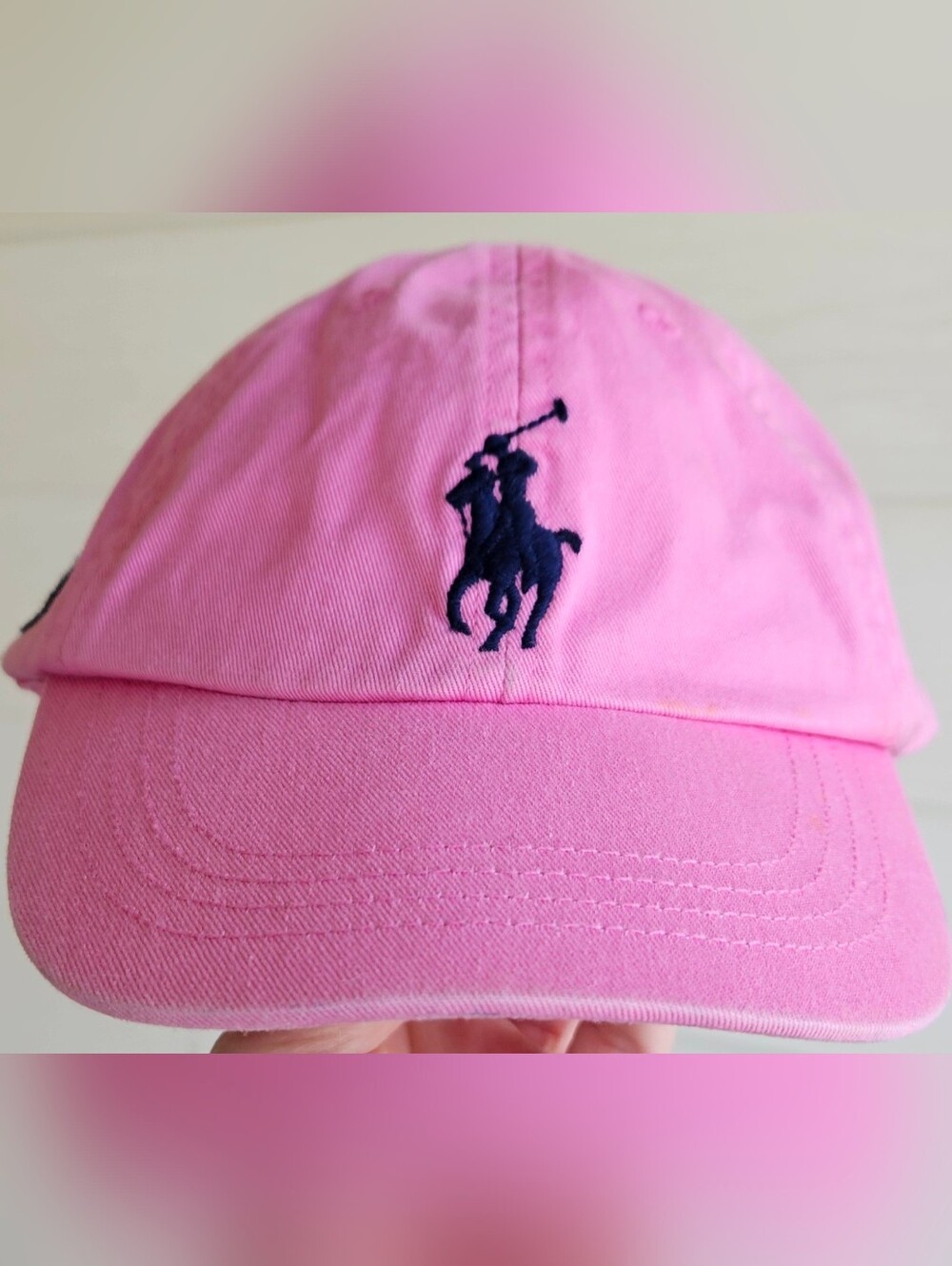 Polo by Ralph Lauren Toddler Cap Pink Cap With Navy Embroidery Pony Hat (Mbc)
